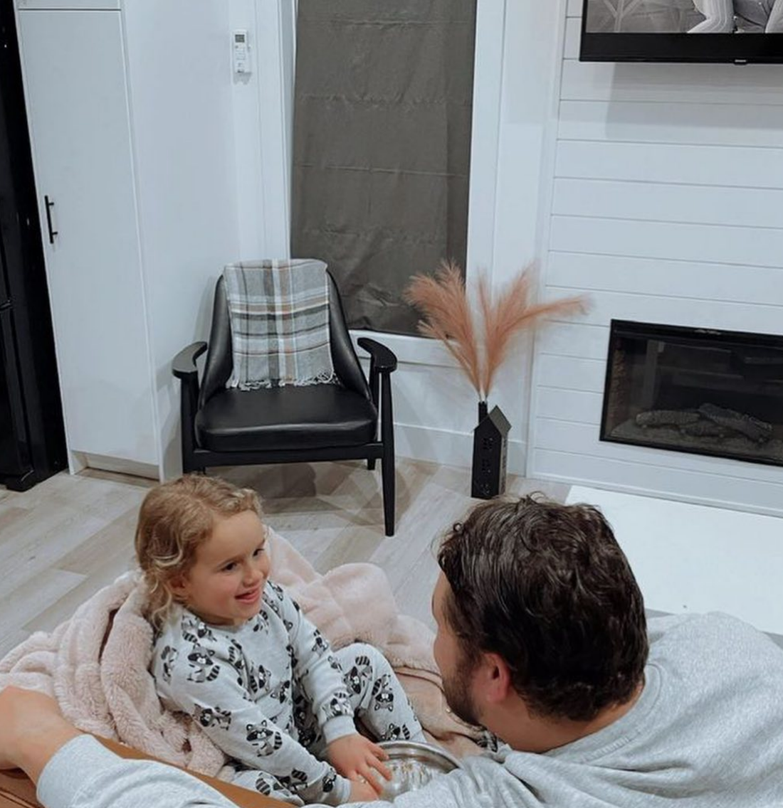 toddler with parent getting ready for sleep routine